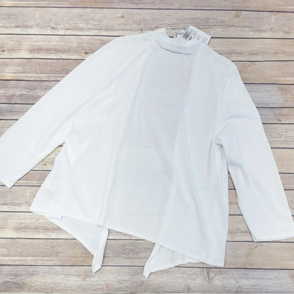 Kasper Womens Lurex Self Edge A-Line Modest Cardigan Lily White Size L - Picture 3 of 5